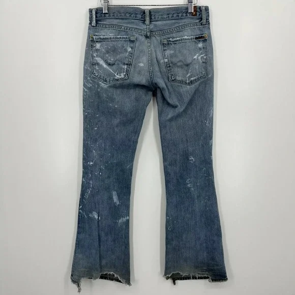 Seven 7 For All Mankind Jeans Women's 29 Blue Flared Distressed Grunge‎ Vintage - Picture 5 of 12